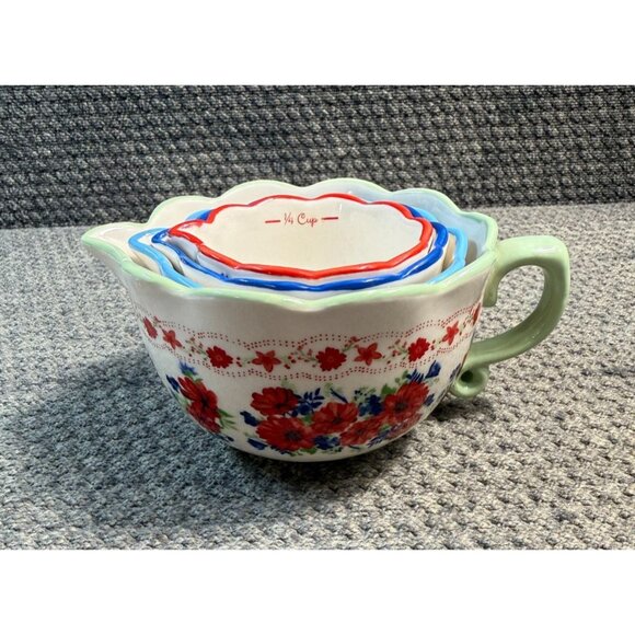 Pioneer Woman ~ Set of Four (4) CLASSIC CHARM ~ Stoneware ~ Measuring Bowls 2017 - Picture 4 of 12